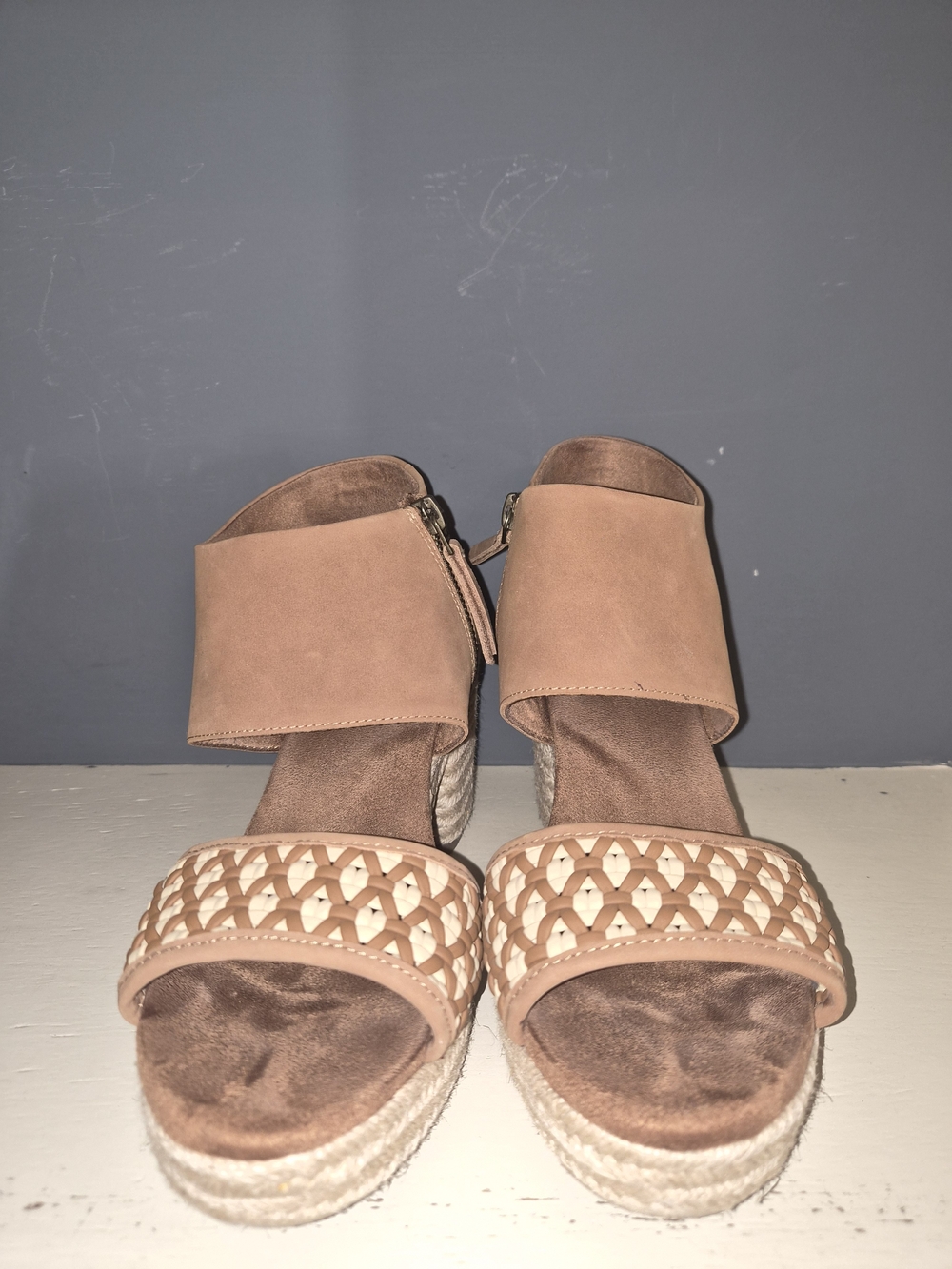 Toms Beige Woven Espadrille Platform Sandals